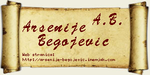 Arsenije Begojević vizit kartica